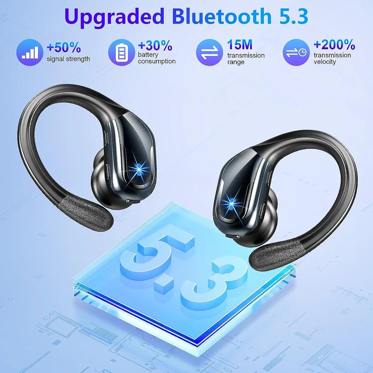 75Hrs Bluetooth 5.3 IP7 Waterproof Wireless Headphones